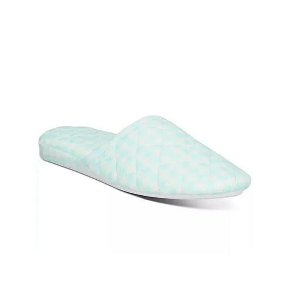 NWT Charter Club Women's Mint Green Gingham Slippers Size L (9-10) - Picture 1 of 4